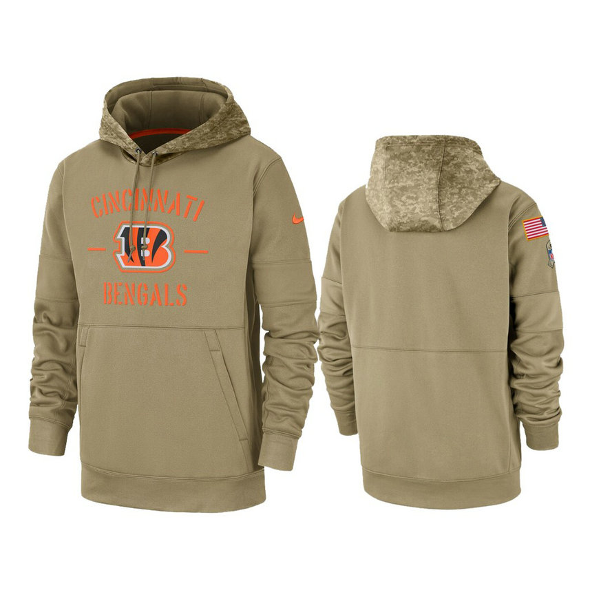 Cincinnati Bengals Tan Sideline Therma 2019 Salute to Service Pullover Hoodie Cincinnati Bengals Tan Sideline Therma 2019 Salute to Service Pullover Hoodie
