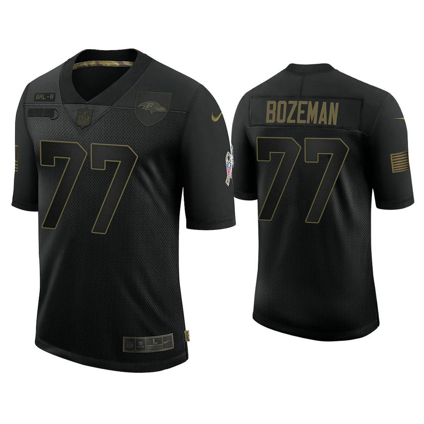 Baltimore Ravens #77 Bradley Bozeman Black 2020 Salute to Service Limited Jersey