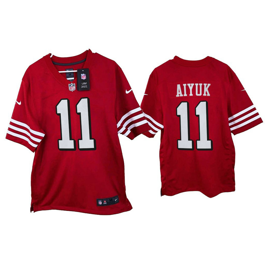 2021 San Francisco 49ers #11 Brandon Aiyuk Scarlet Game Throwback Jersey Jersey 2021 San Francisco 49ers #11 Brandon Aiyuk Scarlet Game Throwback Jersey Jersey