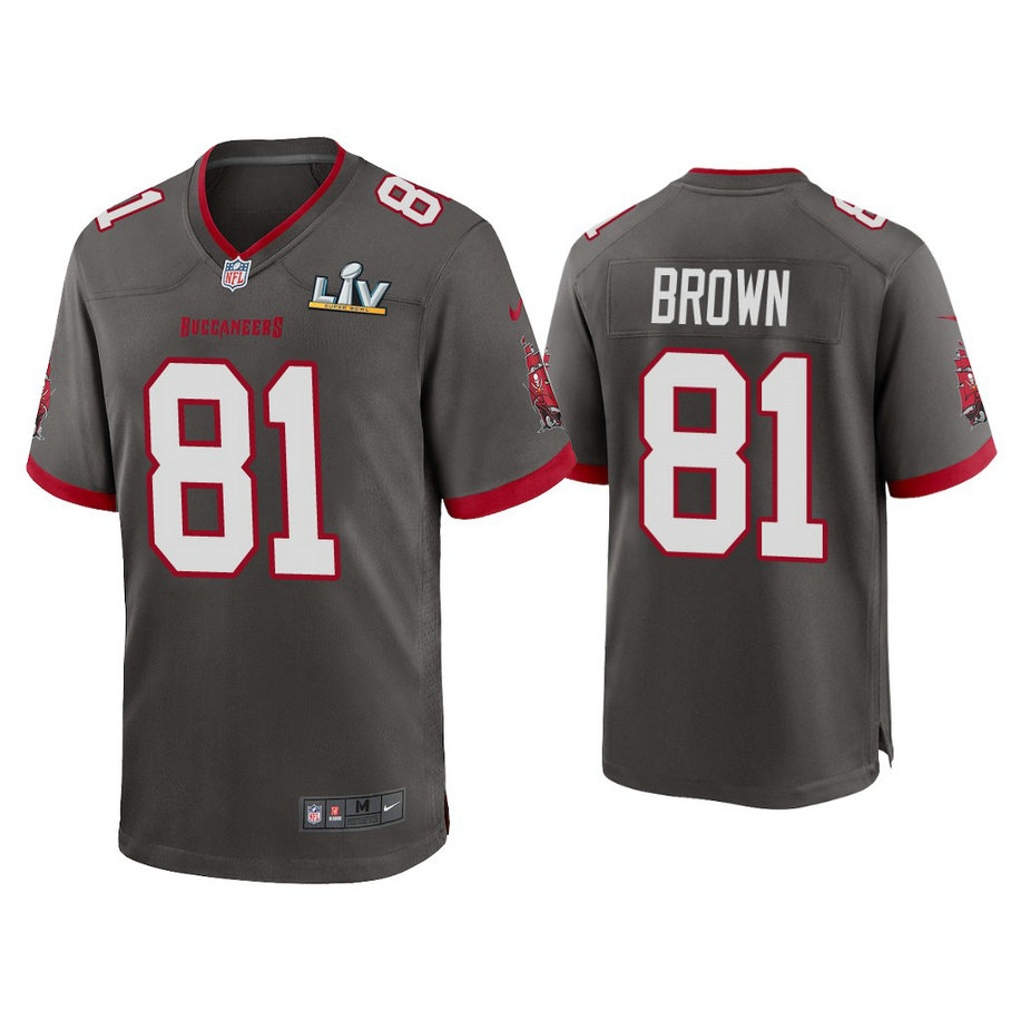 2021 Tampa Bay Buccaneers #81 Antonio Brown Pewter Super Bowl LIV Pewter Game Jersey 2021 Tampa Bay Buccaneers #81 Antonio Brown Pewter Super Bowl LIV Pewter Game Jersey