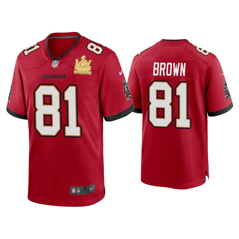 2021 Tampa Bay Buccaneers #81 Antonio Brown Red Super Bowl LIV Champions Red Game Jersey 2021 Tampa Bay Buccaneers #81 Antonio Brown Red Super Bowl LIV Champions Red Game Jersey