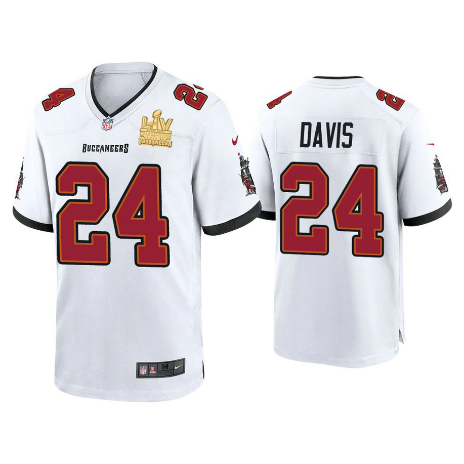 2021 Tampa Bay Buccaneers #24 Carlton Davis White Super Bowl LIV Champions White Game Jersey
