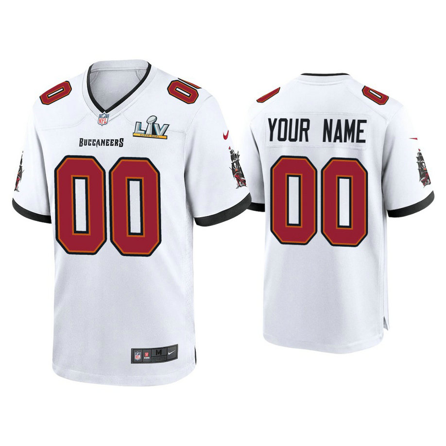 Custom 2021 Tampa Bay Buccaneers #00 White Super Bowl LIV White Game Jersey Custom 2021 Tampa Bay Buccaneers #00 White Super Bowl LIV White Game Jersey
