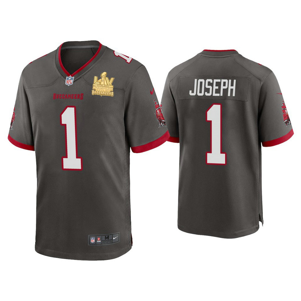 2021 Tampa Bay Buccaneers #1 Greg Joseph Pewter Super Bowl LIV Champions Pewter Game Jersey 2021 Tampa Bay Buccaneers #1 Greg Joseph Pewter Super Bowl LIV Champions Pewter Game Jersey
