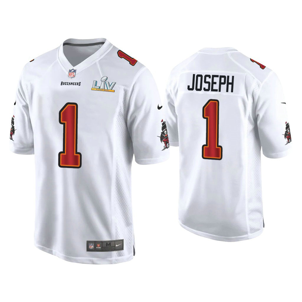 2021 Tampa Bay Buccaneers #1 Greg Joseph White Super Bowl LIV White Game Fashion Jersey 2021 Tampa Bay Buccaneers #1 Greg Joseph White Super Bowl LIV White Game Fashion Jersey
