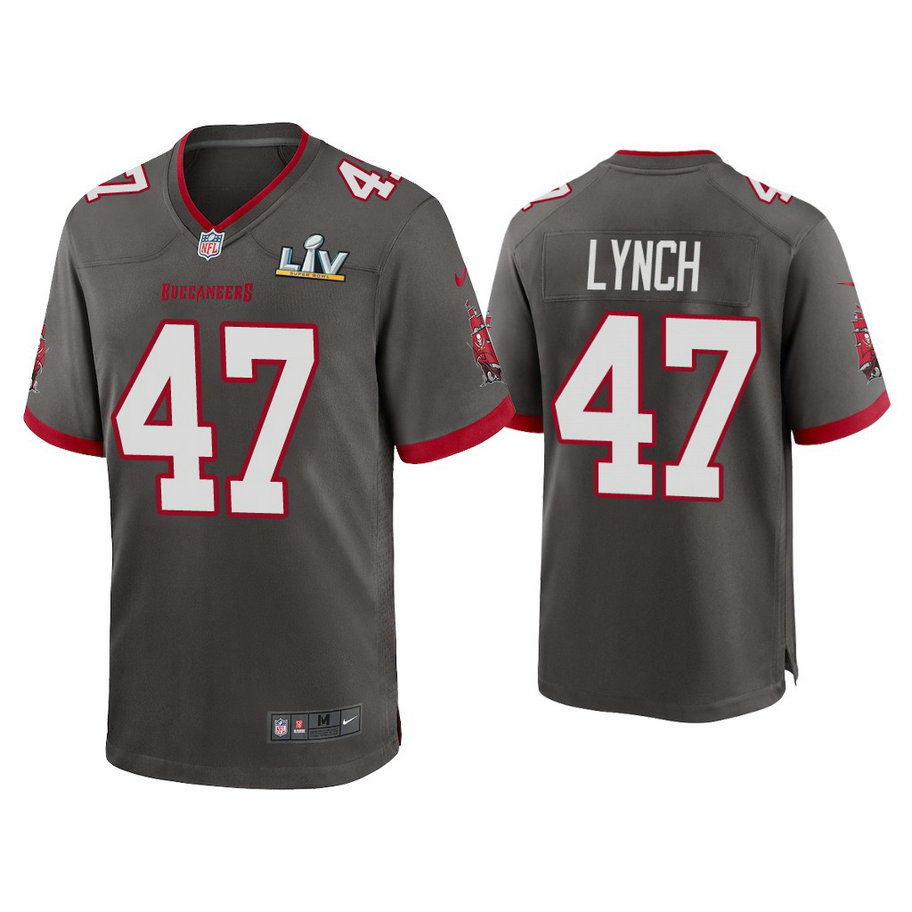 2021 Tampa Bay Buccaneers #47 John Lynch Pewter Super Bowl LIV Pewter Game Jersey