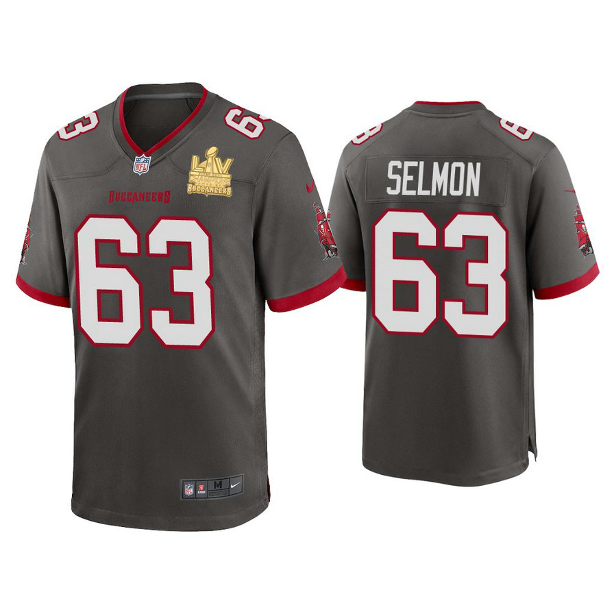 2021 Tampa Bay Buccaneers #63 Lee Roy Selmon Pewter Super Bowl LIV Champions Pewter Game Jersey