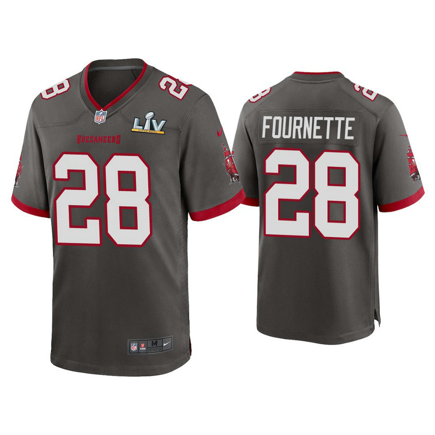 2021 Tampa Bay Buccaneers #28 Leonard Fournette Pewter Super Bowl LIV Pewter Game Jersey