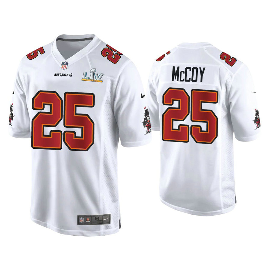 2021 Tampa Bay Buccaneers #25 LeSean McCoy White Super Bowl LIV White Game Fashion Jersey