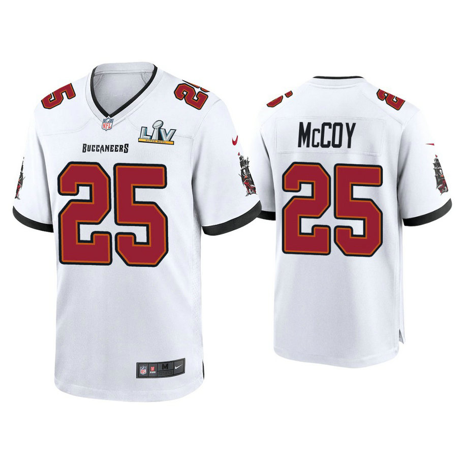 2021 Tampa Bay Buccaneers #25 LeSean McCoy White Super Bowl LIV White Game Jersey 2021 Tampa Bay Buccaneers #25 LeSean McCoy White Super Bowl LIV White Game Jersey