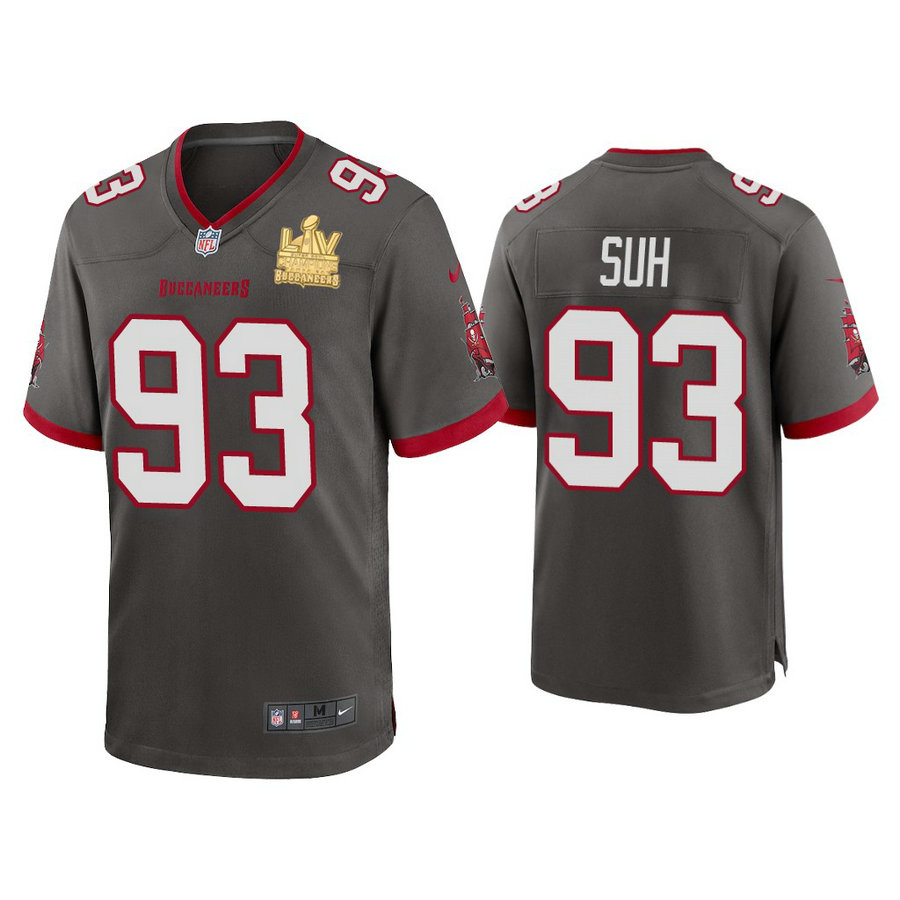 2021 Tampa Bay Buccaneers #93 Ndamukong Suh Pewter Super Bowl LIV Champions Pewter Game Jersey 2021 Tampa Bay Buccaneers #93 Ndamukong Suh Pewter Super Bowl LIV Champions Pewter Game Jersey