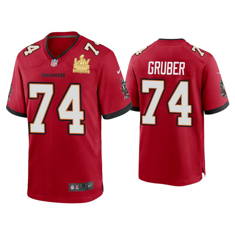 2021 Tampa Bay Buccaneers #74 Paul Gruber Red Super Bowl LIV Champions Red Game Jersey 2021 Tampa Bay Buccaneers #74 Paul Gruber Red Super Bowl LIV Champions Red Game Jersey
