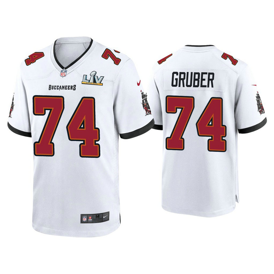 2021 Tampa Bay Buccaneers #74 Paul Gruber White Super Bowl LIV White Game Jersey 2021 Tampa Bay Buccaneers #74 Paul Gruber White Super Bowl LIV White Game Jersey