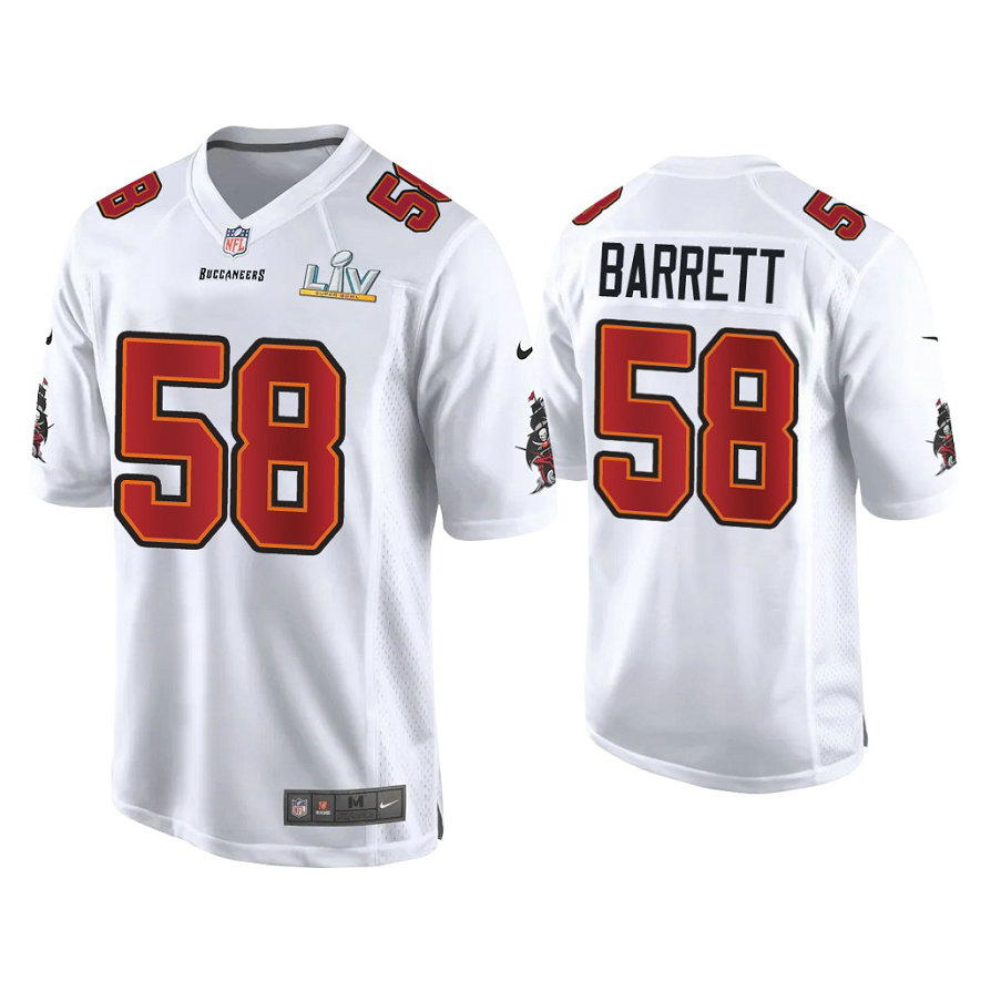 2021 Tampa Bay Buccaneers #58 Shaquil Barrett White Super Bowl LIV White Game Fashion Jersey 2021 Tampa Bay Buccaneers #58 Shaquil Barrett White Super Bowl LIV White Game Fashion Jersey