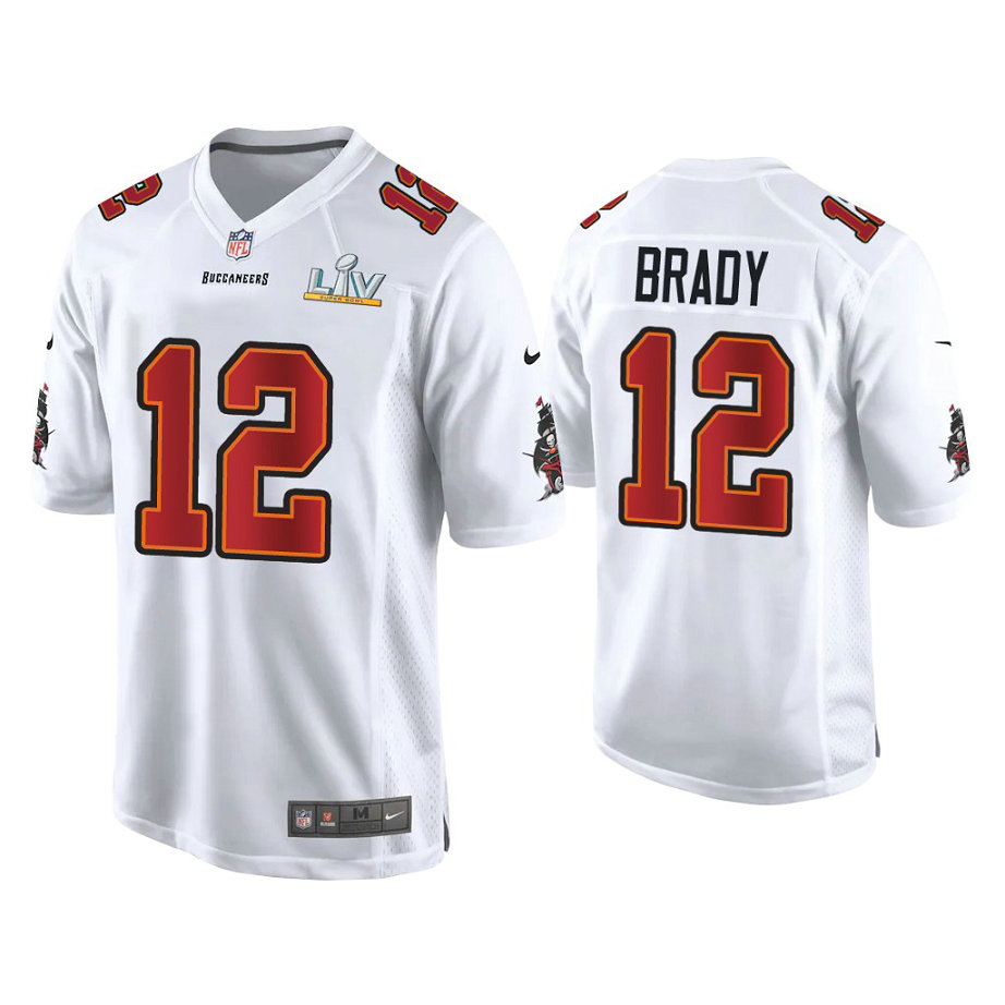 2021 Tampa Bay Buccaneers #12 Tom Brady White Super Bowl LIV White Game Fashion Jersey