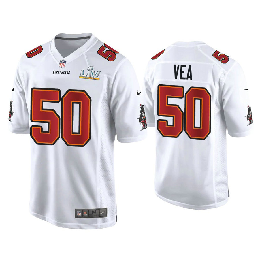 2021 Tampa Bay Buccaneers #50 Vita Vea White Super Bowl LIV White Game Fashion Jersey