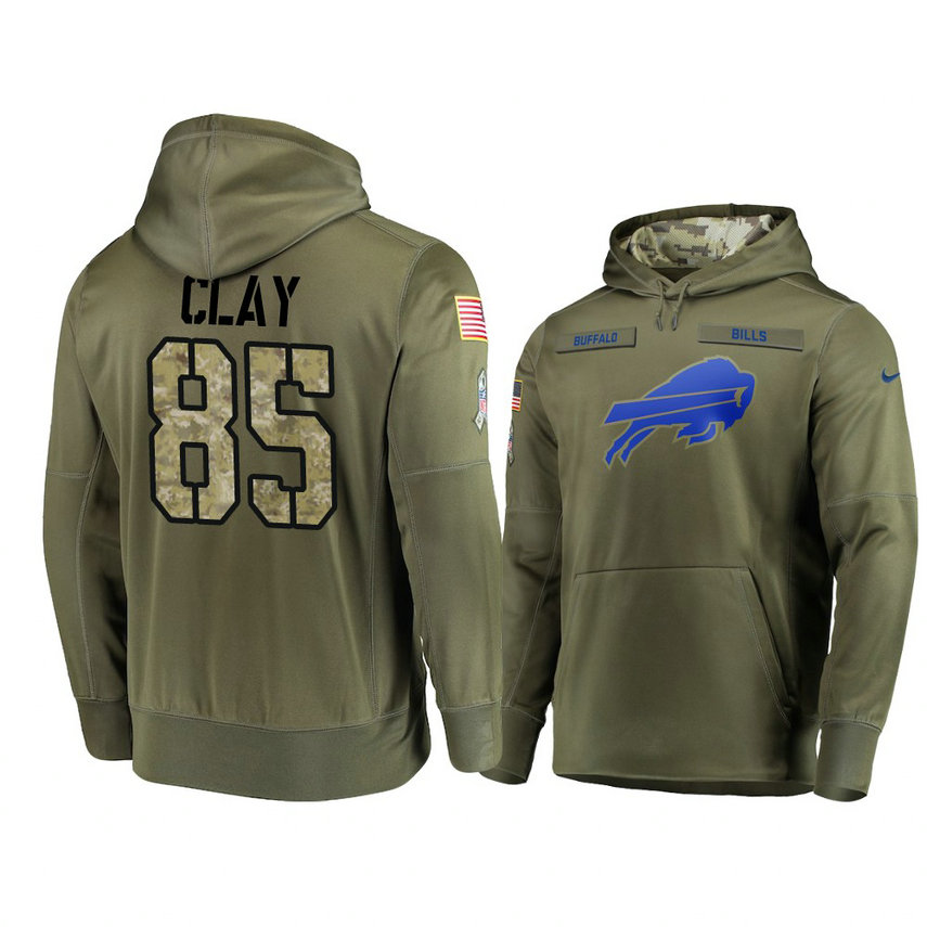 Buffalo Bills #85 Charles Clay Olive Pullover Hoodie 2018 Salute To Service Buffalo Bills #85 Charles Clay Olive Pullover Hoodie 2018 Salute To Service