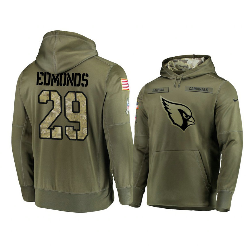 Arizona Cardinals #29 Chase Edmonds Olive Pullover Hoodie 2018 Salute To Service Arizona Cardinals #29 Chase Edmonds Olive Pullover Hoodie 2018 Salute To Service
