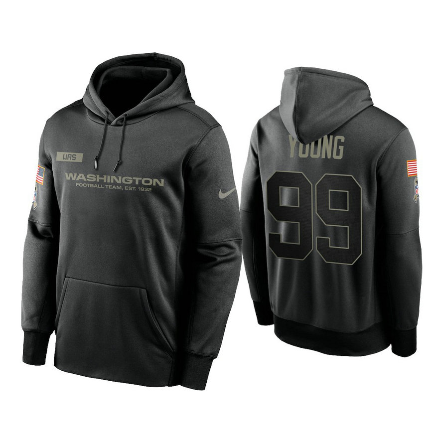 Washington Football Team #99 Chase Young Black 2020 Salute to Service Sideline Performance Pullover Hoodie Washington Football Team #99 Chase Young Black 2020 Salute to Service Sideline Performance Pullover Hoodie