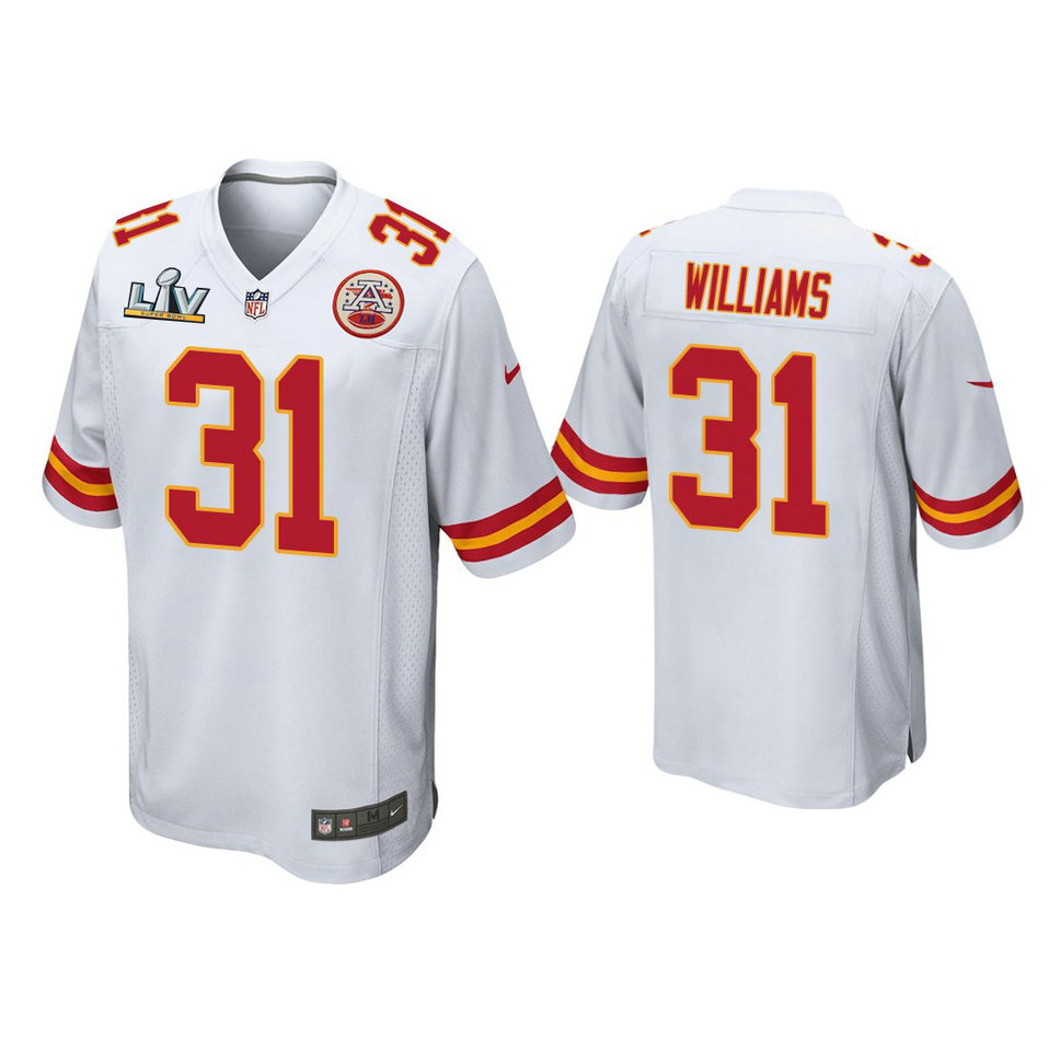 2021 Kansas City Chiefs #26 Damien Williams White Super Bowl LIV White Game Jersey