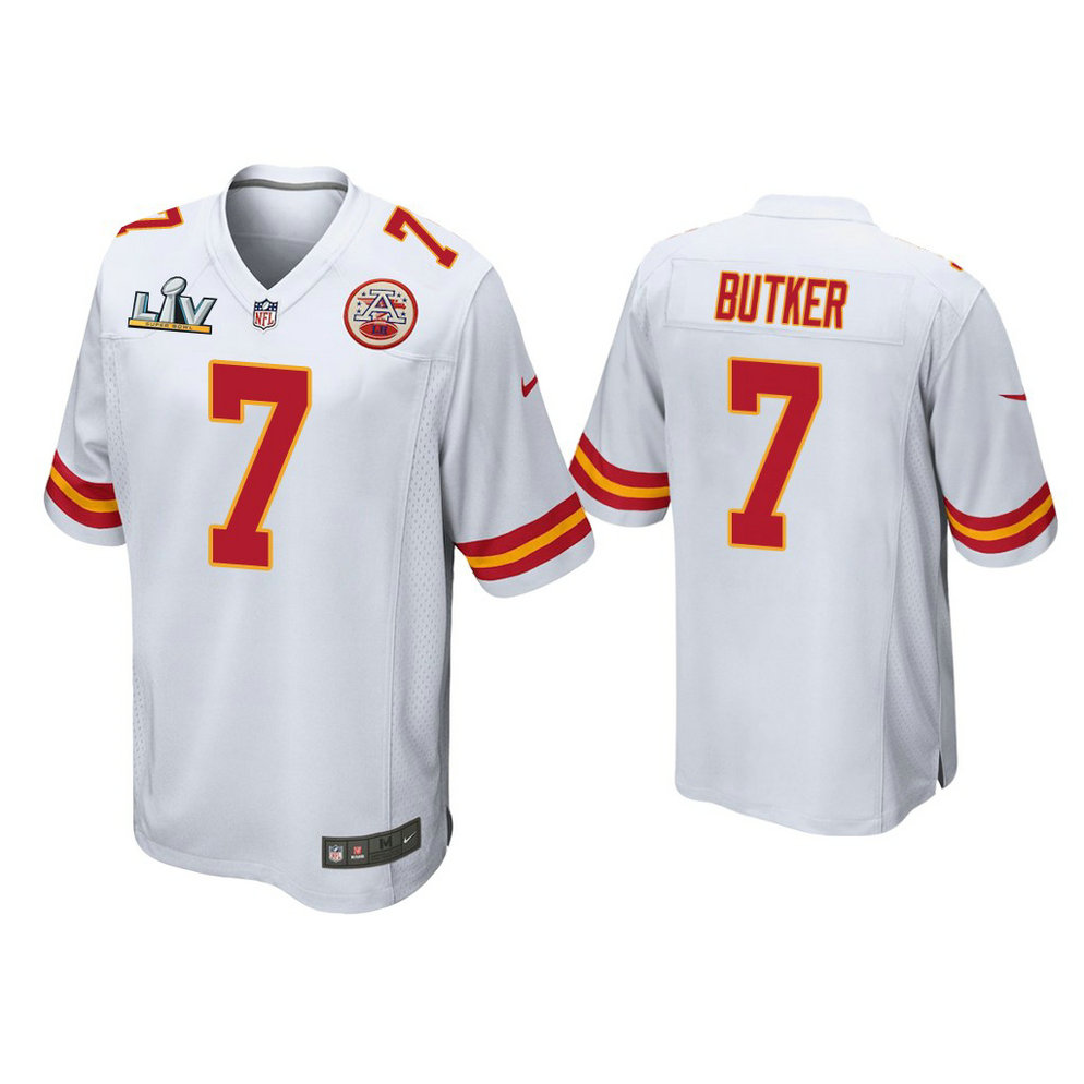 2021 Kansas City Chiefs #7 Harrison Butker White Super Bowl LIV White Game Jersey