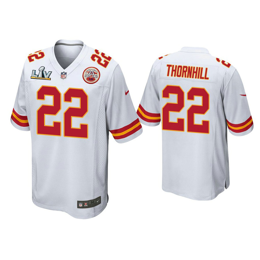 2021 Kansas City Chiefs #22 Juan Thornhill White Super Bowl LIV White Game Jersey 2021 Kansas City Chiefs #22 Juan Thornhill White Super Bowl LIV White Game Jersey