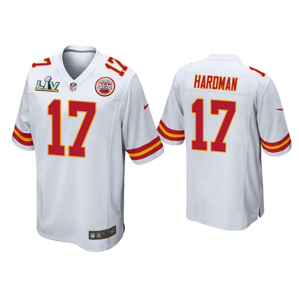 2021 Kansas City Chiefs #17 Mecole Hardman White Super Bowl LIV White Game Jersey