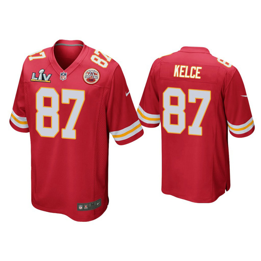 2021 Kansas City Chiefs #87 Travis Kelce Red Super Bowl LIV Red Game Jersey