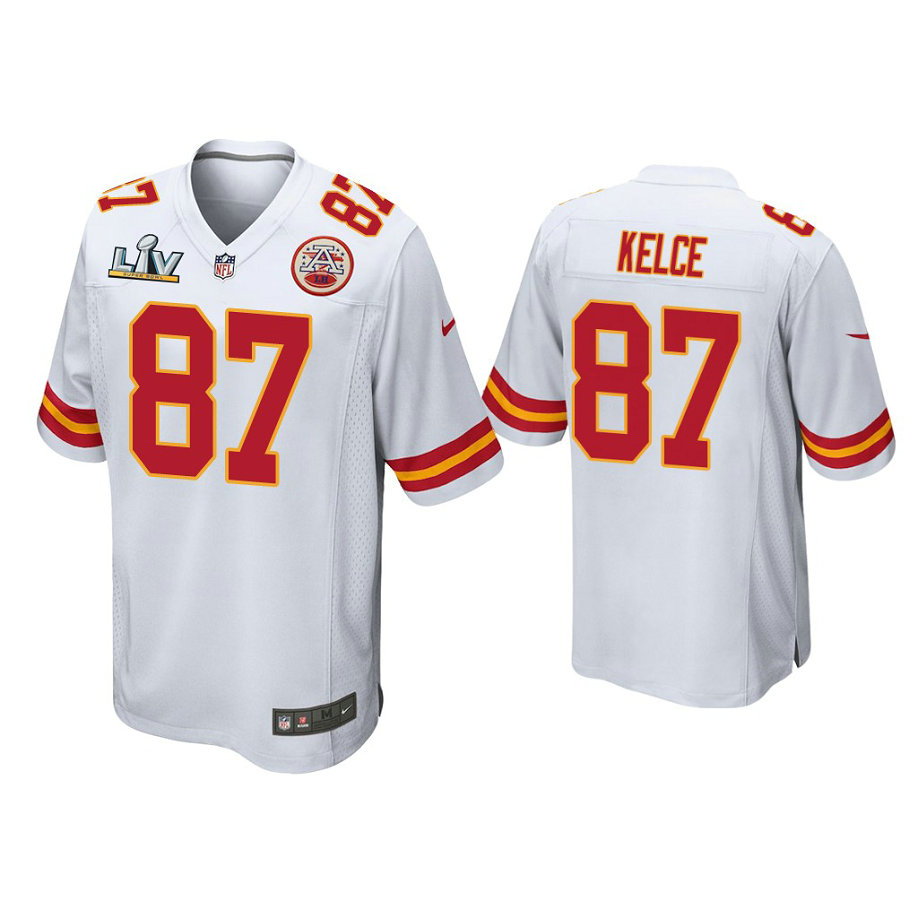 2021 Kansas City Chiefs #87 Travis Kelce White Super Bowl LIV White Game Jersey