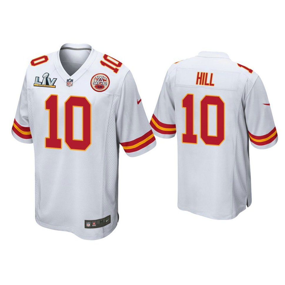 2021 Kansas City Chiefs #10 Tyreek Hill White Super Bowl LIV White Game Jersey 2021 Kansas City Chiefs #10 Tyreek Hill White Super Bowl LIV White Game Jersey