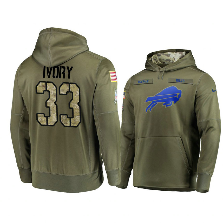 Buffalo Bills #33 Chris Ivory Olive Pullover Hoodie 2018 Salute To Service Buffalo Bills #33 Chris Ivory Olive Pullover Hoodie 2018 Salute To Service