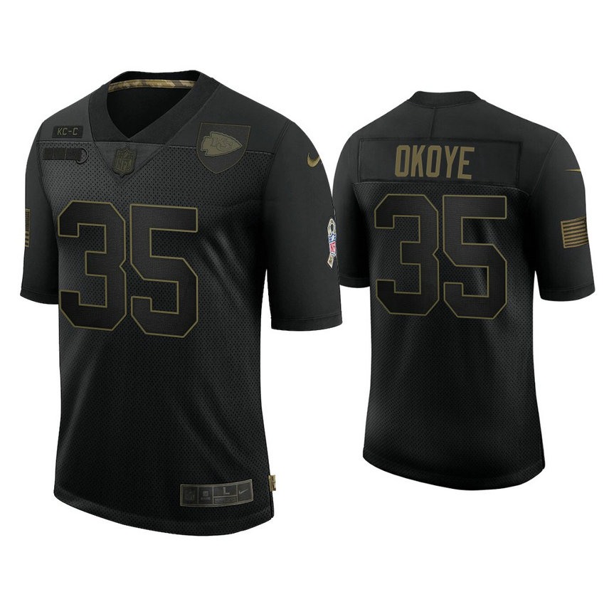 Kansas City Chiefs #35 Christian Okoye Black 2020 Salute to Service Limited Jersey Kansas City Chiefs #35 Christian Okoye Black 2020 Salute to Service Limited Jersey