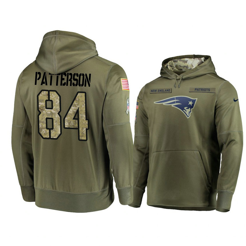 New England Patriots #84 Cordarrelle Patterson Olive Pullover Hoodie 2018 Salute To Service New England Patriots #84 Cordarrelle Patterson Olive Pullover Hoodie 2018 Salute To Service