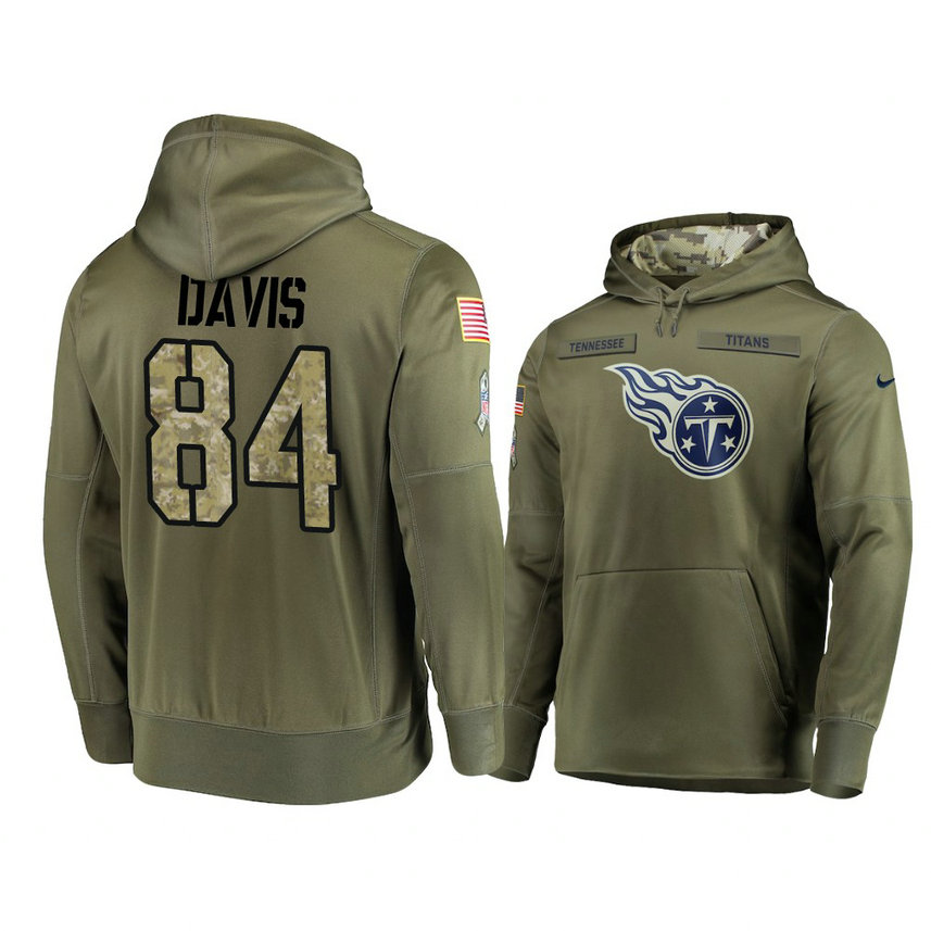 Tennessee Titans #84 Corey Davis Olive Pullover Hoodie 2018 Salute To Service