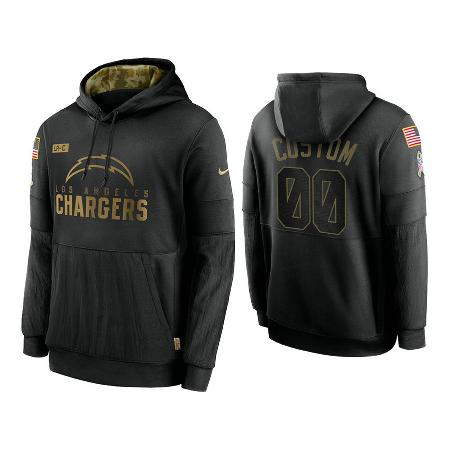 Custom Los Angeles Chargers #00 Black 2020 Salute to Service Sideline Performance Pullover Hoodie Custom Los Angeles Chargers #00 Black 2020 Salute to Service Sideline Performance Pullover Hoodie