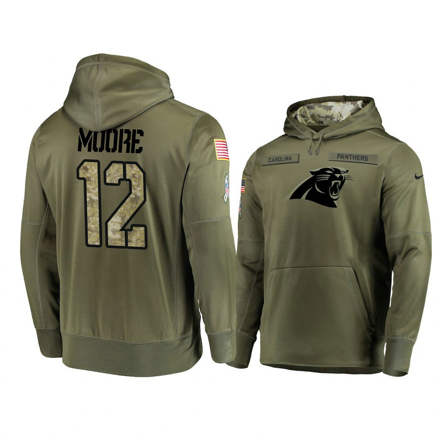 Carolina Panthers #12 D.J. Moore Olive Pullover Hoodie 2018 Salute To Service Carolina Panthers #12 D.J. Moore Olive Pullover Hoodie 2018 Salute To Service