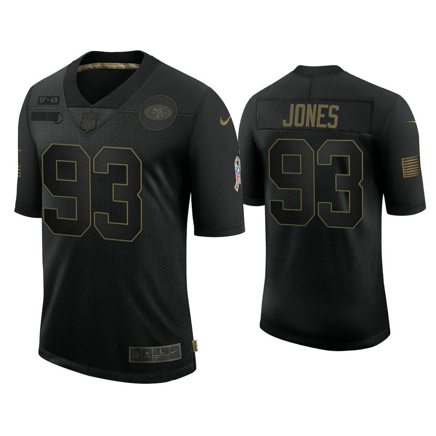 San Francisco 49ers #93 D.J. Jones Black 2020 Salute to Service Limited Jersey San Francisco 49ers #93 D.J. Jones Black 2020 Salute to Service Limited Jersey