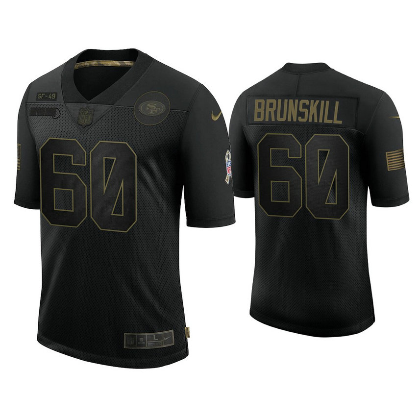 San Francisco 49ers #60 Daniel Brunskill Black 2020 Salute to Service Limited Jersey San Francisco 49ers #60 Daniel Brunskill Black 2020 Salute to Service Limited Jersey