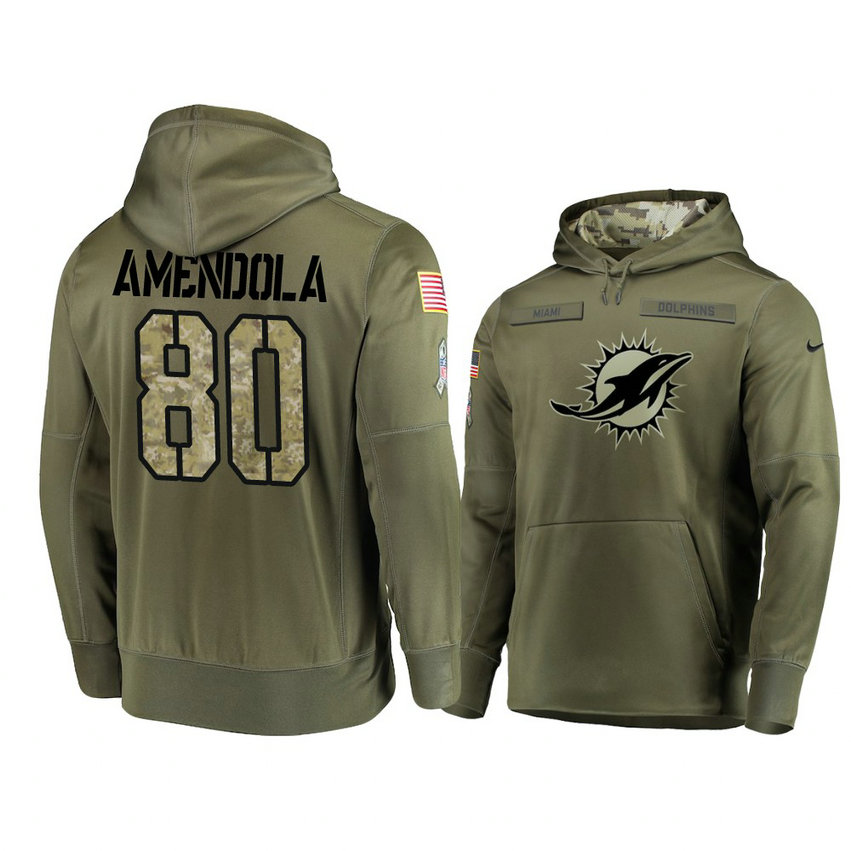 Miami Dolphins #80 Danny Amendola Olive Pullover Hoodie 2018 Salute To Service Miami Dolphins #80 Danny Amendola Olive Pullover Hoodie 2018 Salute To Service