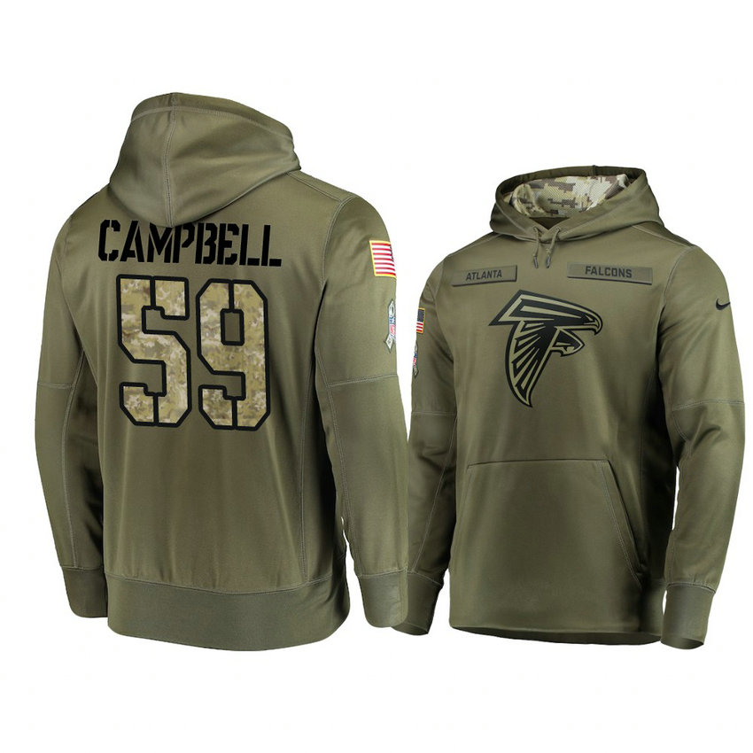 Atlanta Falcons #59 De'Vondre Campbell Olive Pullover Hoodie 2018 Salute To Service Atlanta Falcons #59 De'Vondre Campbell Olive Pullover Hoodie 2018 Salute To Service