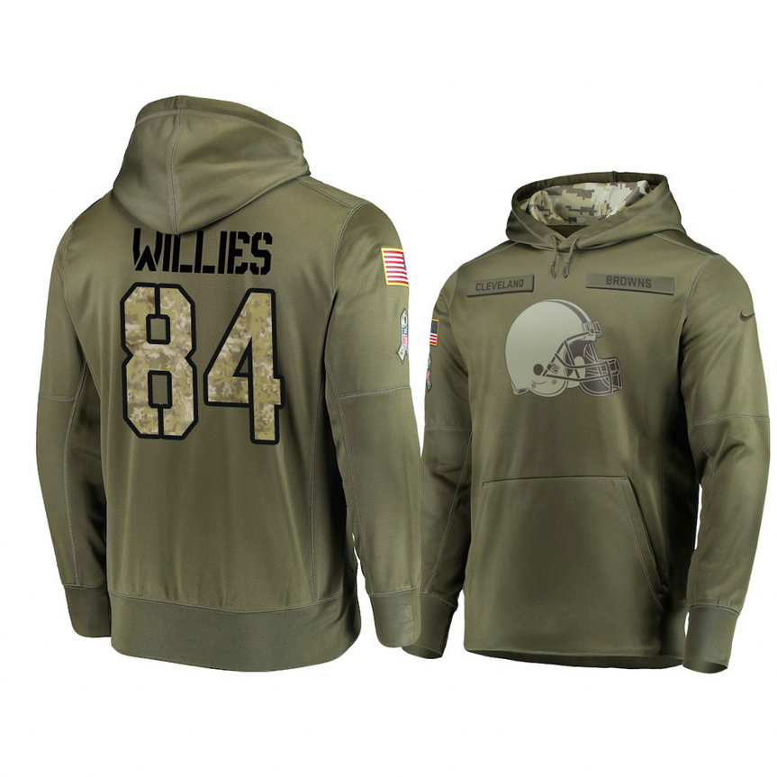 Cleveland Browns #84 Derrick Willies Olive Pullover Hoodie 2018 Salute To Service Cleveland Browns #84 Derrick Willies Olive Pullover Hoodie 2018 Salute To Service