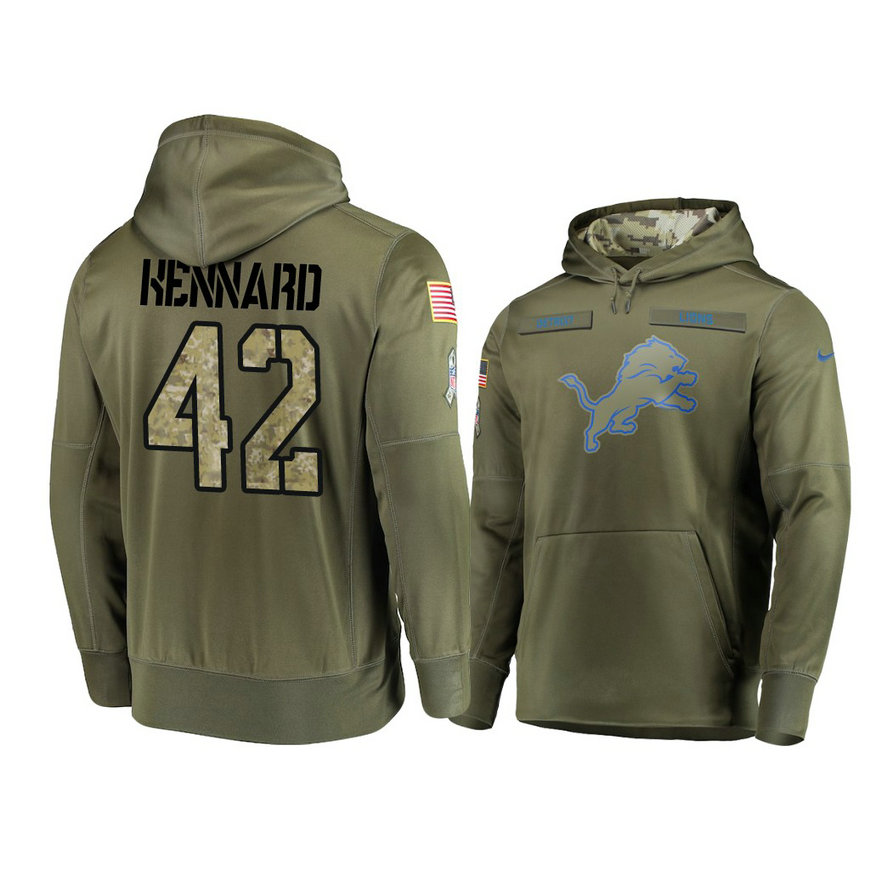 Detroit Lions #42 Devon Kennard Olive Pullover Hoodie 2018 Salute To Service Detroit Lions #42 Devon Kennard Olive Pullover Hoodie 2018 Salute To Service