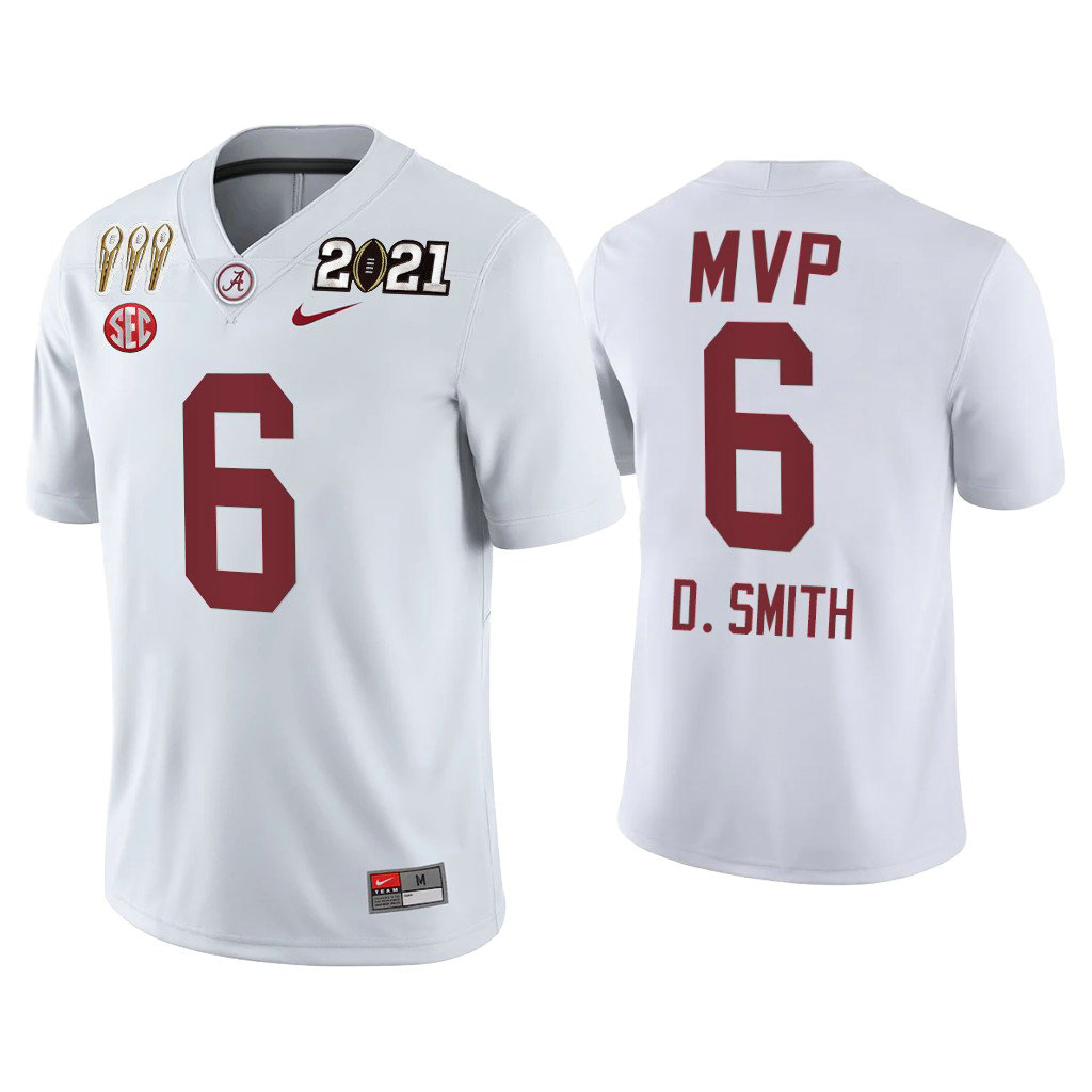 2021 College Football #6 DeVonta Smith White Jersey