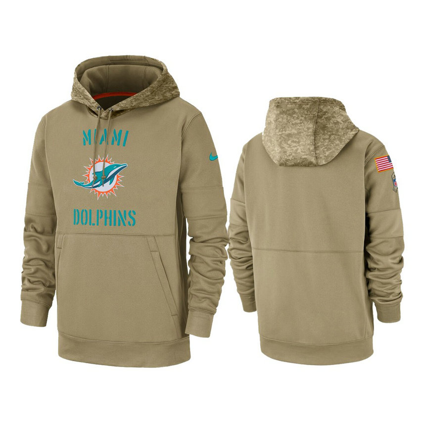 Miami Dolphins Tan Sideline Therma 2019 Salute to Service Pullover Hoodie Miami Dolphins Tan Sideline Therma 2019 Salute to Service Pullover Hoodie