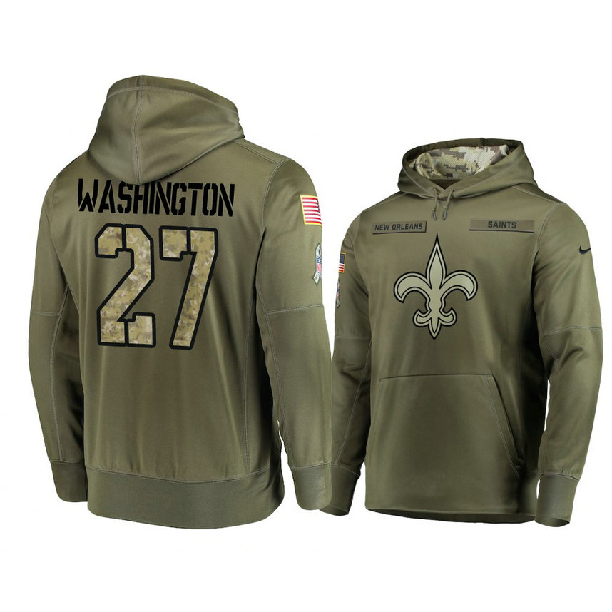 New Orleans Saints #27 Dwayne Washington Olive Pullover Hoodie 2018 Salute To Service New Orleans Saints #27 Dwayne Washington Olive Pullover Hoodie 2018 Salute To Service