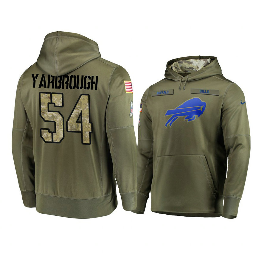 Buffalo Bills #54 Eddie Yarbrough Olive Pullover Hoodie 2018 Salute To Service Buffalo Bills #54 Eddie Yarbrough Olive Pullover Hoodie 2018 Salute To Service