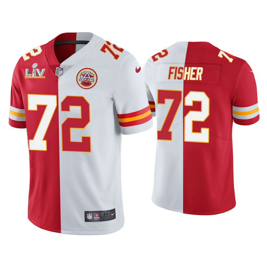2021 Kansas City Chiefs #72 Eric Fisher Red White Super Bowl LIV Split Jersey