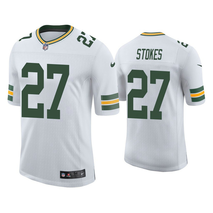 Green Bay Packers #27 Eric Stokes White 2021 NFL Draft Vapor Limited Jersey