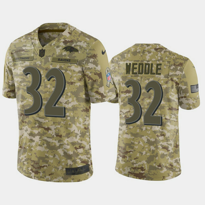 Baltimore Ravens Eric Weddle #32 2018 Salute to Service Limited Camo Jersey