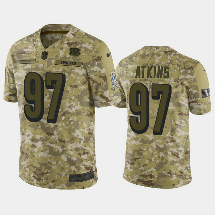 Cincinnati Bengals Geno Atkins #97 2018 Salute to Service Limited Camo Jersey With Super Bowl LVI Patch